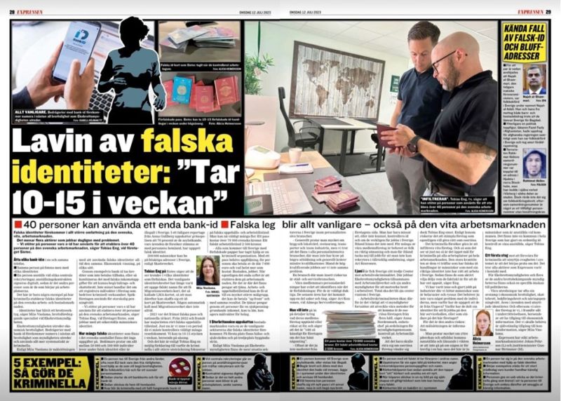 Expressen intervjuvar Sistec om falska ID-handlingar på arbetsmarkanden